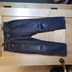 Women's Levi 501 CT Black Distressed Jeans